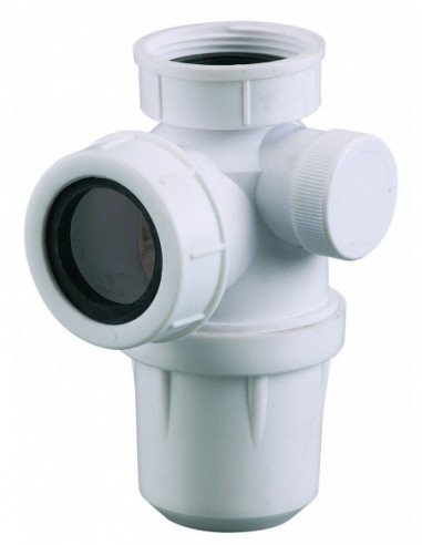 750000 001 05  Сифон для мойки с заглушкой для стиральной машины, выход Д. 40 мм, пластик Valentin Белый  - Вид №1