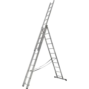 Алюминиевая выдвижная лестница DILWIS 3-секционная с противоскользящими ступенями 89395378