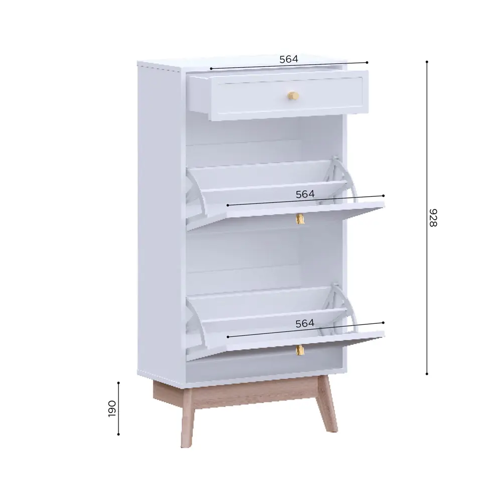 Обувница KONSENSA Лион Амьен 60x120x30 см 2 секции ЛДСП цвет белый STLM-2026465 - Вид №7