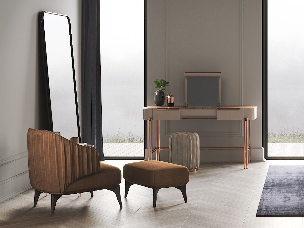 Мягкая скамейка из ткани PRADDY Natur ARCH-00019480 - Вид №3