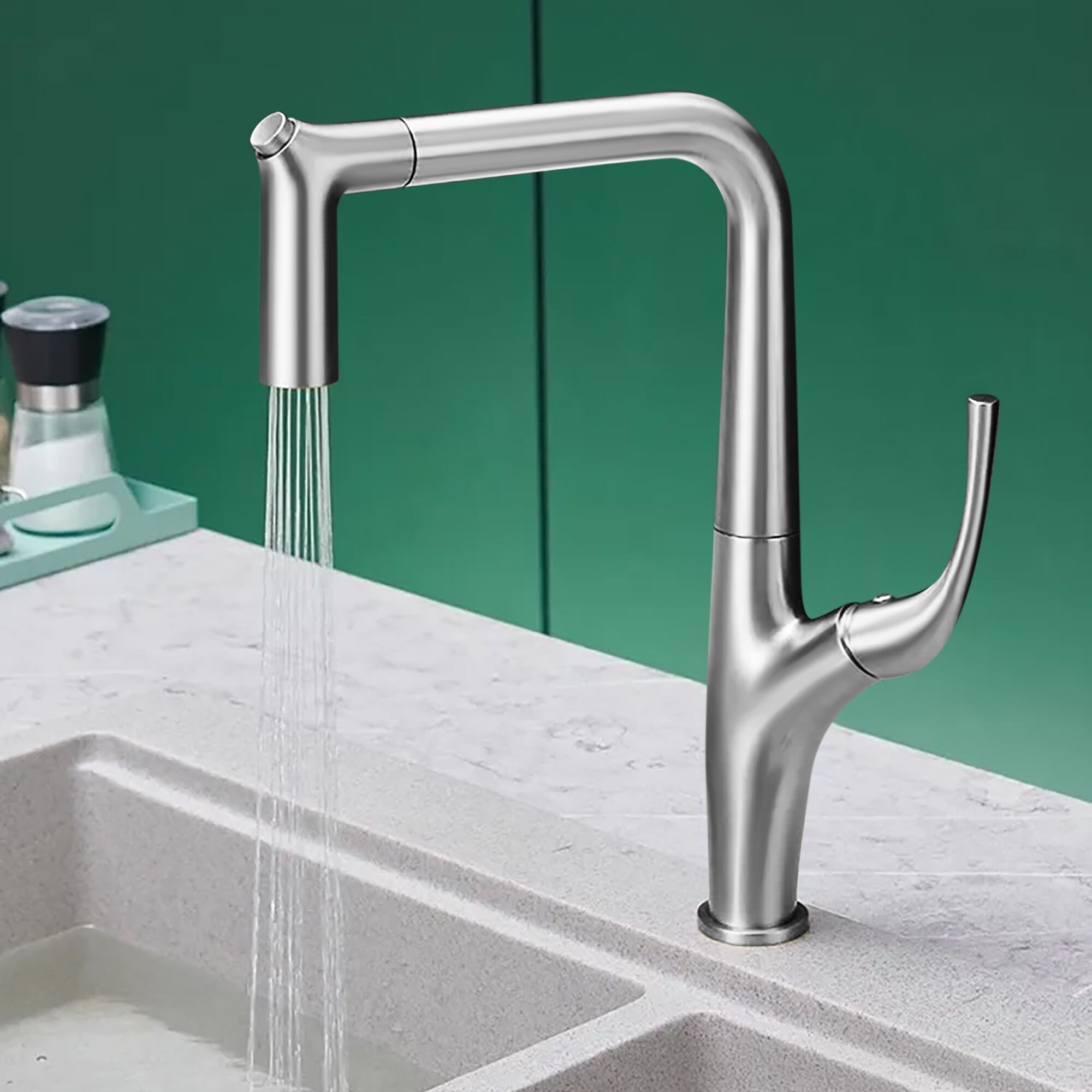 Смеситель для кухни на одно отверстие с выдвижным ручным душем Fontana Showers ANORA ARCH-00091165