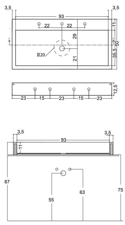 Керамическая прямоугольная раковина Nic ARCH-00032450 - Вид №5