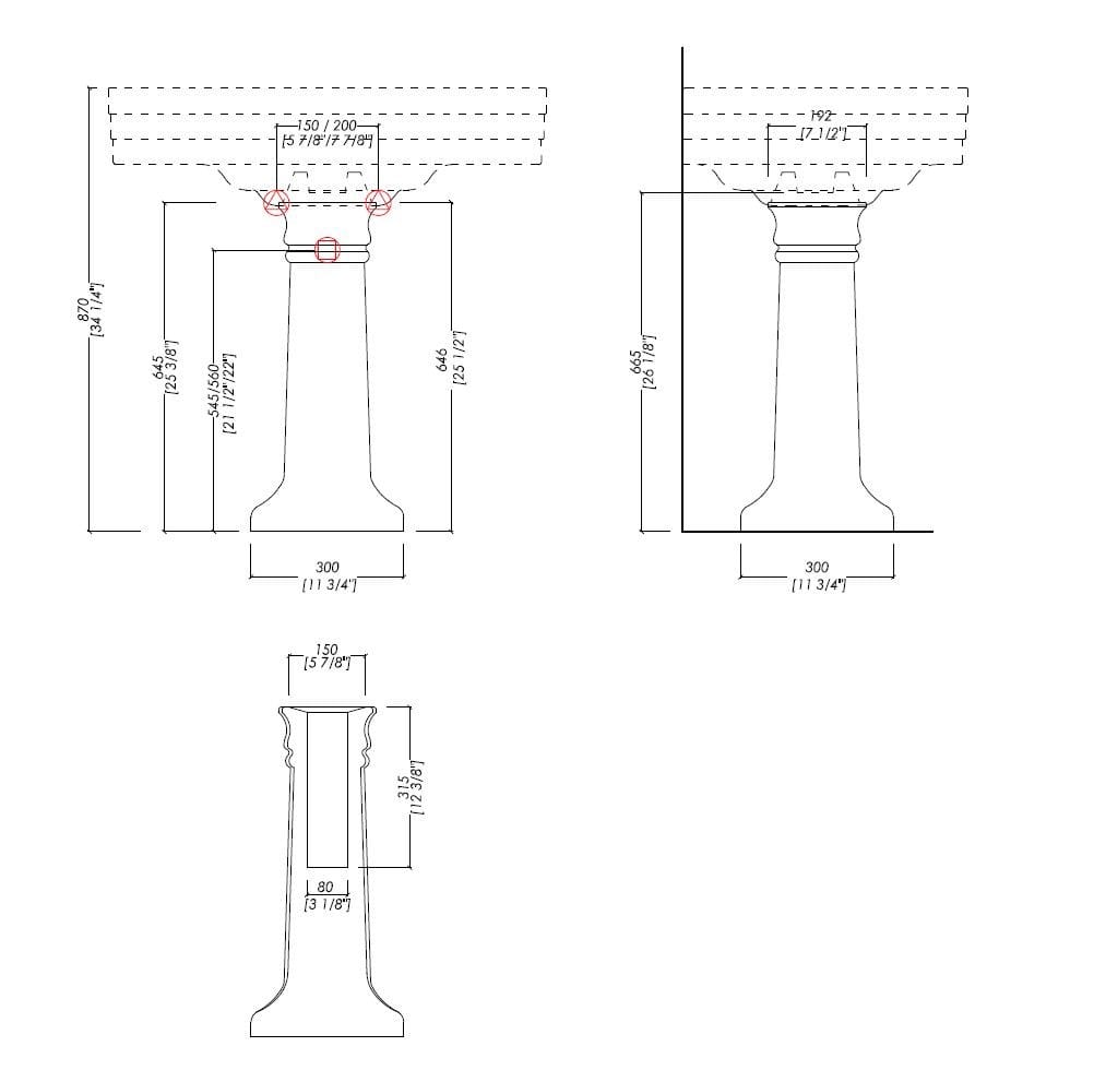 Прямоугольная раковина на колонне Devon&Devon ARCH-00078499 - Вид №8