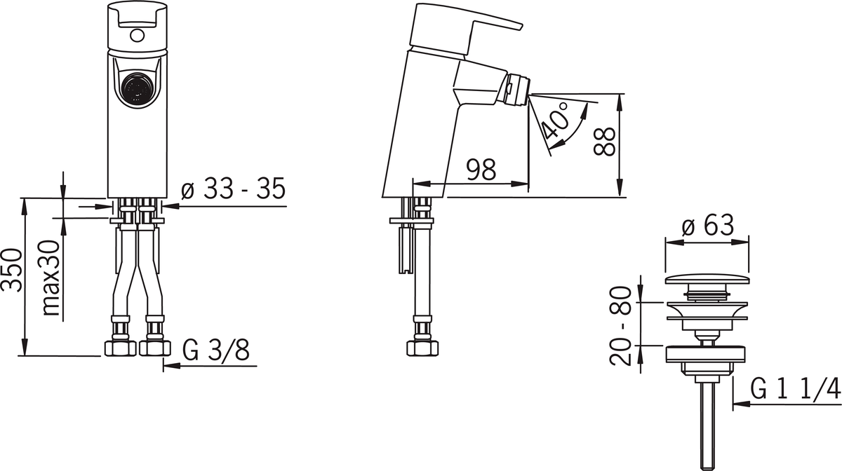 Oras 2818F Cмеситель для биде 2818F Cubista Хром  - Вид №1