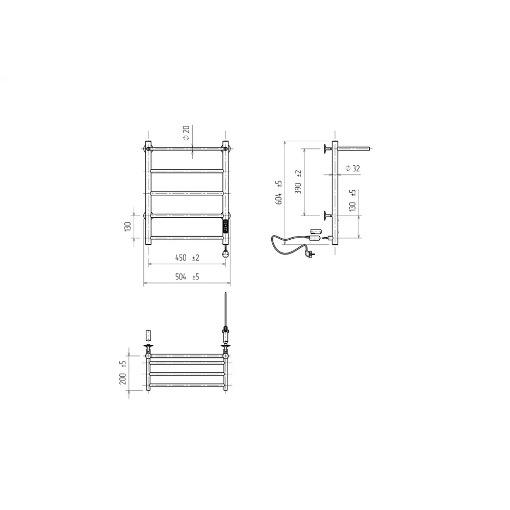Equation электрический полотенцесушитель с терморегулятором и полкой 89352317 STLM-1540956 - Вид №3