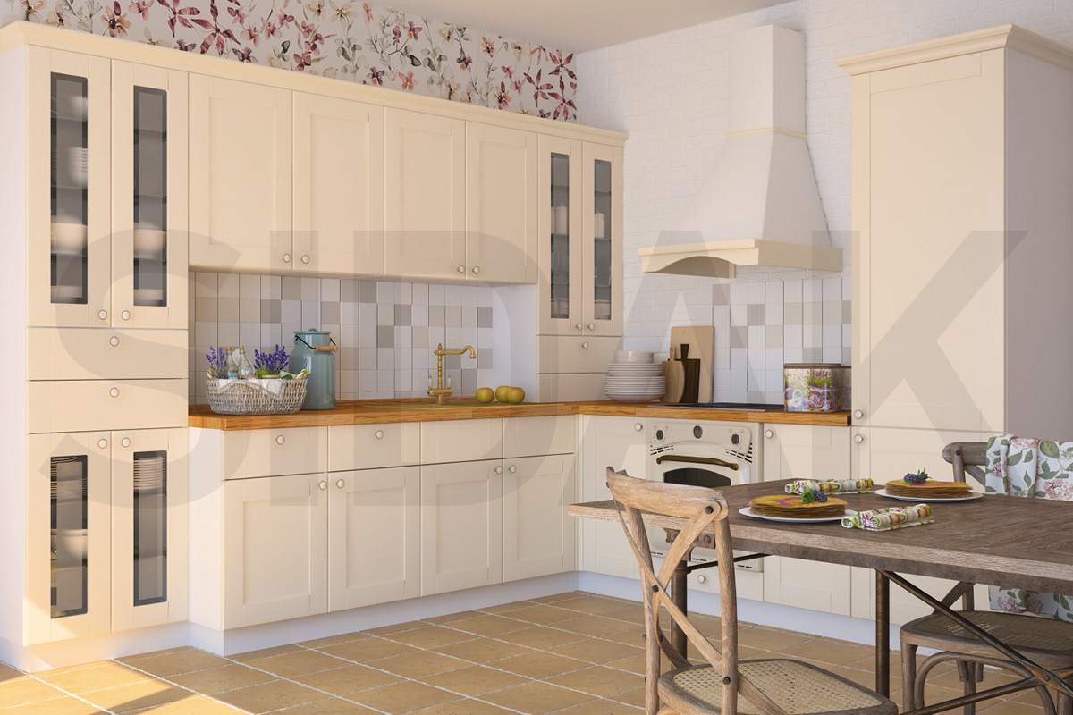 Фасады для кухни Кантри Фрезеровка «Лжевыборка» Кварц софт №504 SIDAK SIST1706-214 - Вид №1