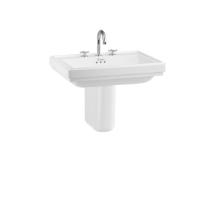 Burlington Riviera Квадратная чаша Riviera 650 мм с полупьедесталом Riviera с 3 отверстиями под смеситель RIV2 3TH - RIV7