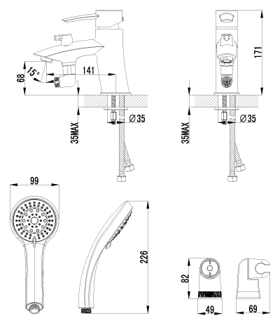 LM3215C Смеситель Atlantiss на борт ванны LEMARK ATLANTISS  - Вид №1