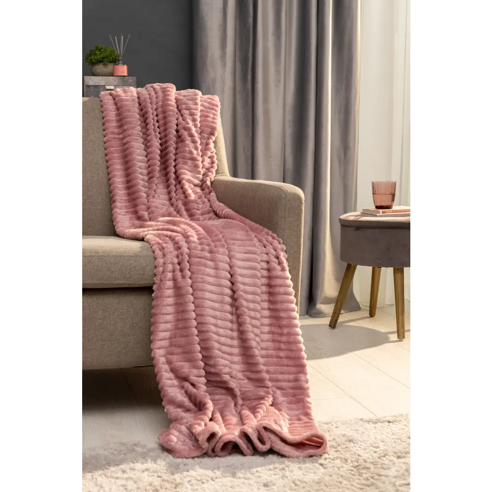 Плед Time 150х200 см велсофт цвет пудра СТОЛИЦА ТЕКСТИЛЯ STLM-2039823 - Вид №3