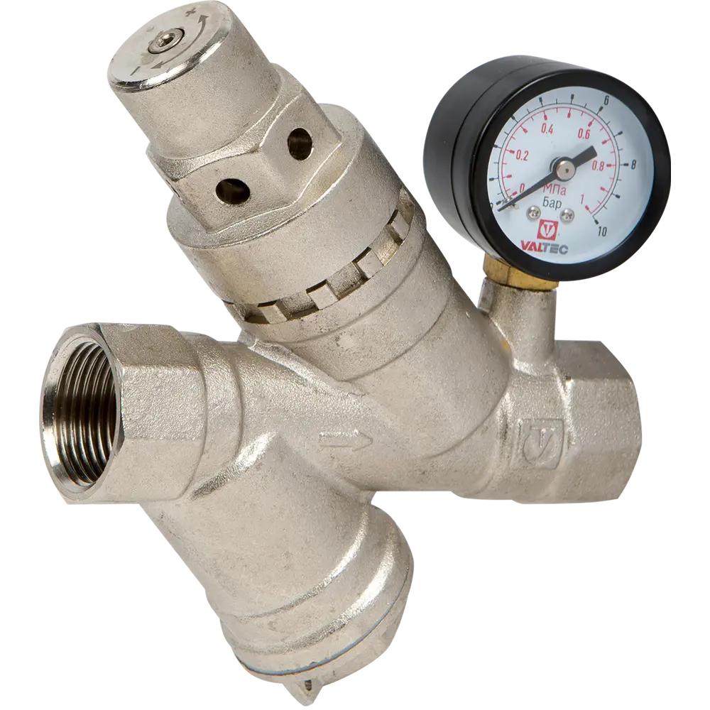 Редуктор давления Valtec с манометром 3/4", никелированная латунь VT.082.N.05 STLM-2201027