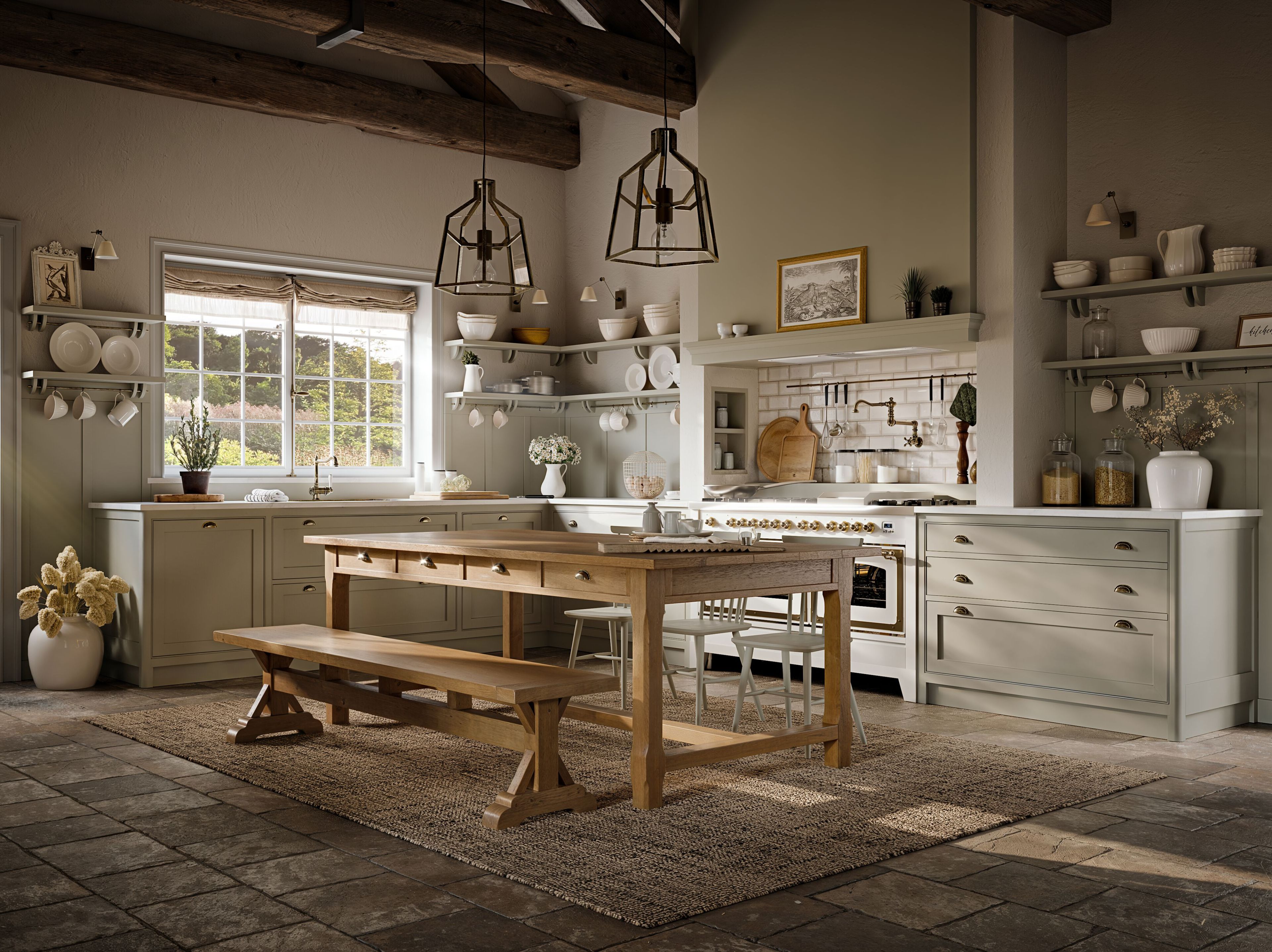 Лакированная деревянная кухня с ручками Marchi Cucine коттедж ARCH-00069262