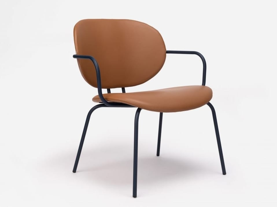 Стальной стул с подлокотниками с кожаной подушкой ONDARRETA Hari ARCH-00068480 - Вид №3