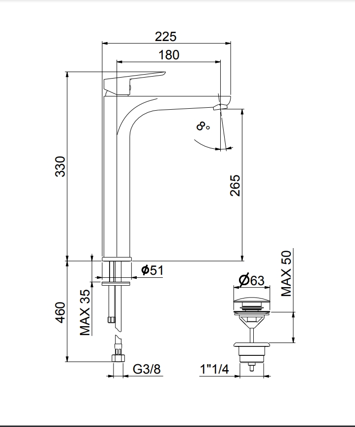 81NN8119 Смеситель для раковины , черный Fiore Kevon  - Вид №2