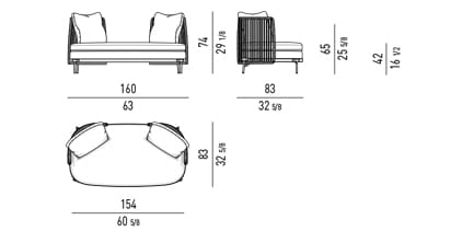 Ткань 2 местный открытый диван Minotti Tape Cord Outdoor ARCH-00044676 - Вид №5