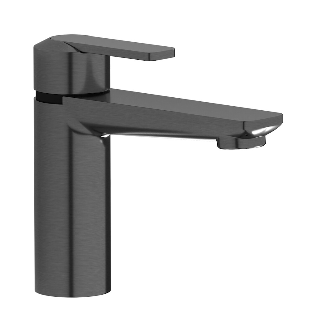 Смеситель для раковины на 1 отверстие в комплекте с донным клапаном WE ARE IB c6200cs Brushed Black Chrome C-67