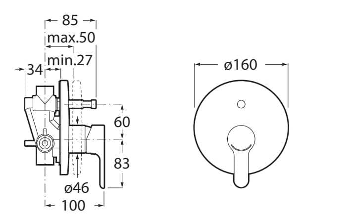 Встраиваемый смеситель для душа с переключателем Roca L20 ARCH-00019786 - Вид №2