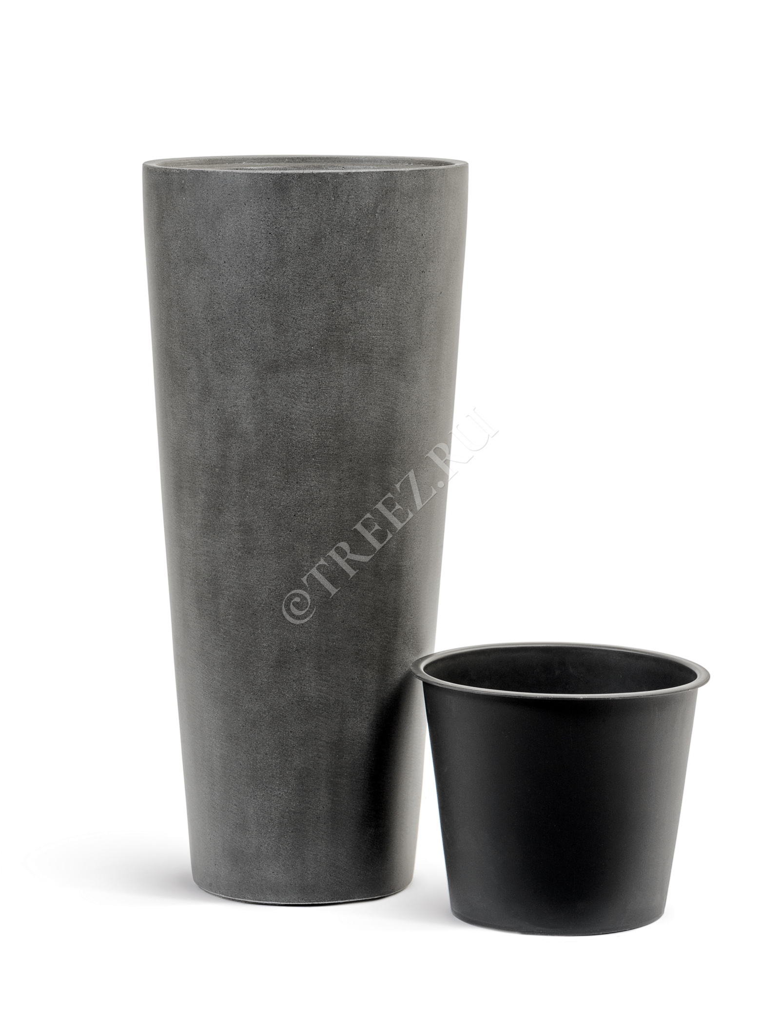 41.3319-02-020-GR-90 Кашпо  Effectory - серия Beton - Высокий конус - Тёмно-серый бетон Цветочная коллекция  - Вид №3