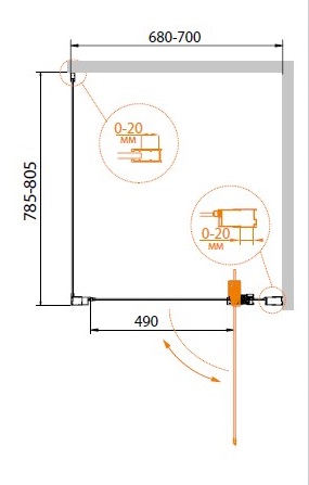 Душевой уголок CEZARES RELAX-AHA-1-70/80-P-Bi - Вид №2