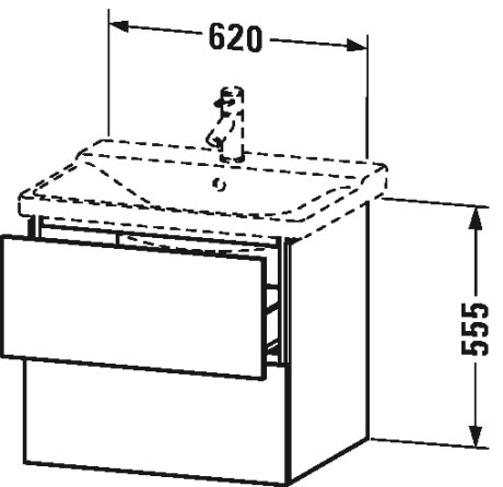 LC624404747 Тумбочка подвесная L-Cube #LC6244 620 x 481 мм Каменно-синий глянцевый лак Duravit - Вид №1