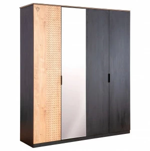 Шкаф четырехдверный с зеркалом черный Black CILEK BLACK 00-3832618 Черный