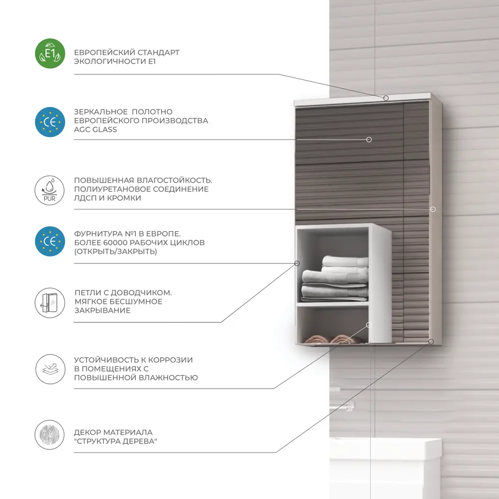 Зеркальный шкаф Vigo Matteo 15.6x40x70 см цвет белый STLM-2082554 - Вид №3