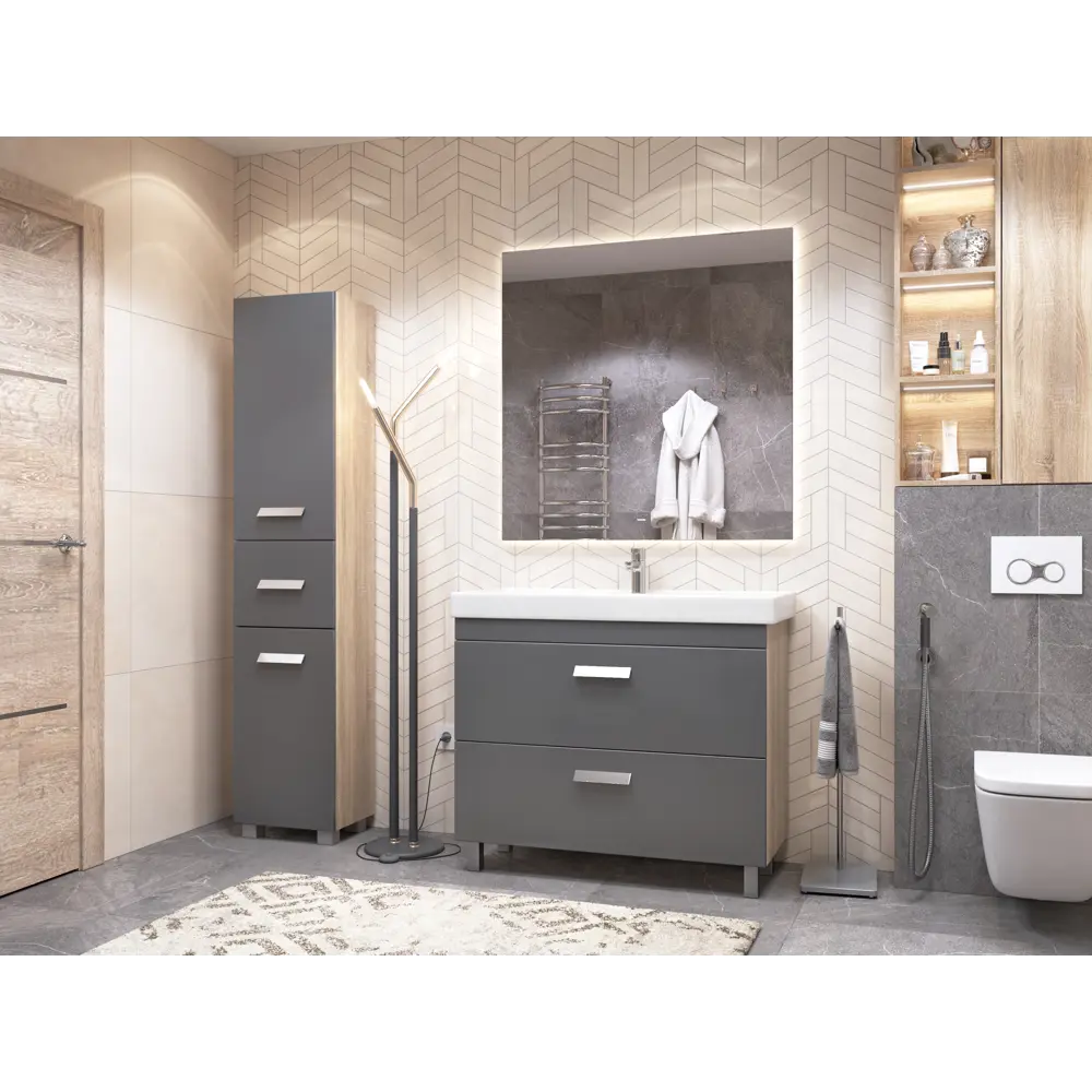 Тумба в ванную Vigo Hilton 100x80 см ДСП цвет графит STLM-2195476 - Вид №7