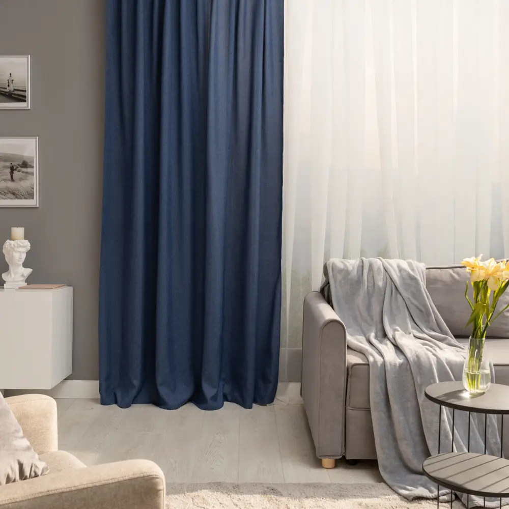 Штора на ленте со скрытыми петлями KREAFORTA Looks 200x260 см цвет серо-синий STLM-2002190 - Вид №8