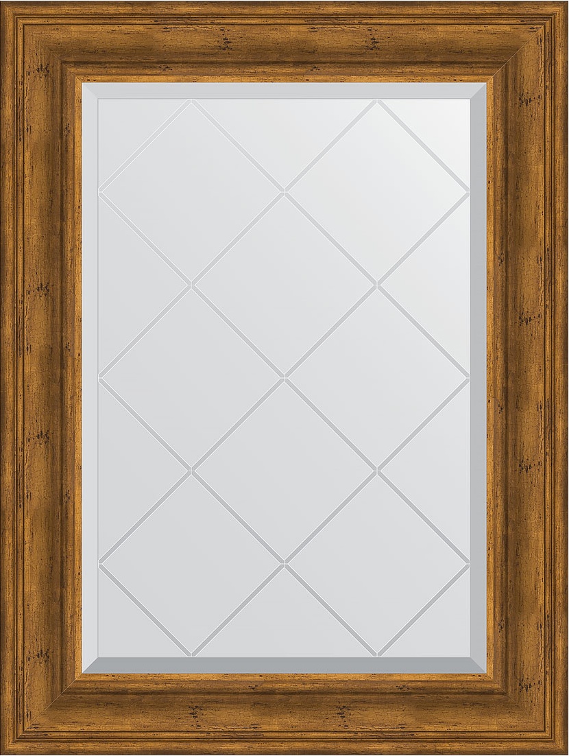 BY 4118 Зеркало с гравировкой в багетной раме - травленая бронза 99 mm EVOFORM Exclusive-G