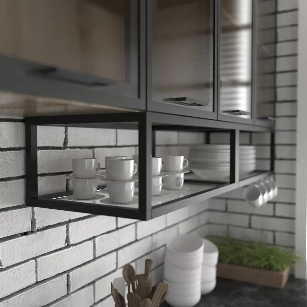 Полка-каркас для кухни 35х35х80 см, алюминий/стекло DELINIA STLM-2149857 - Вид №5