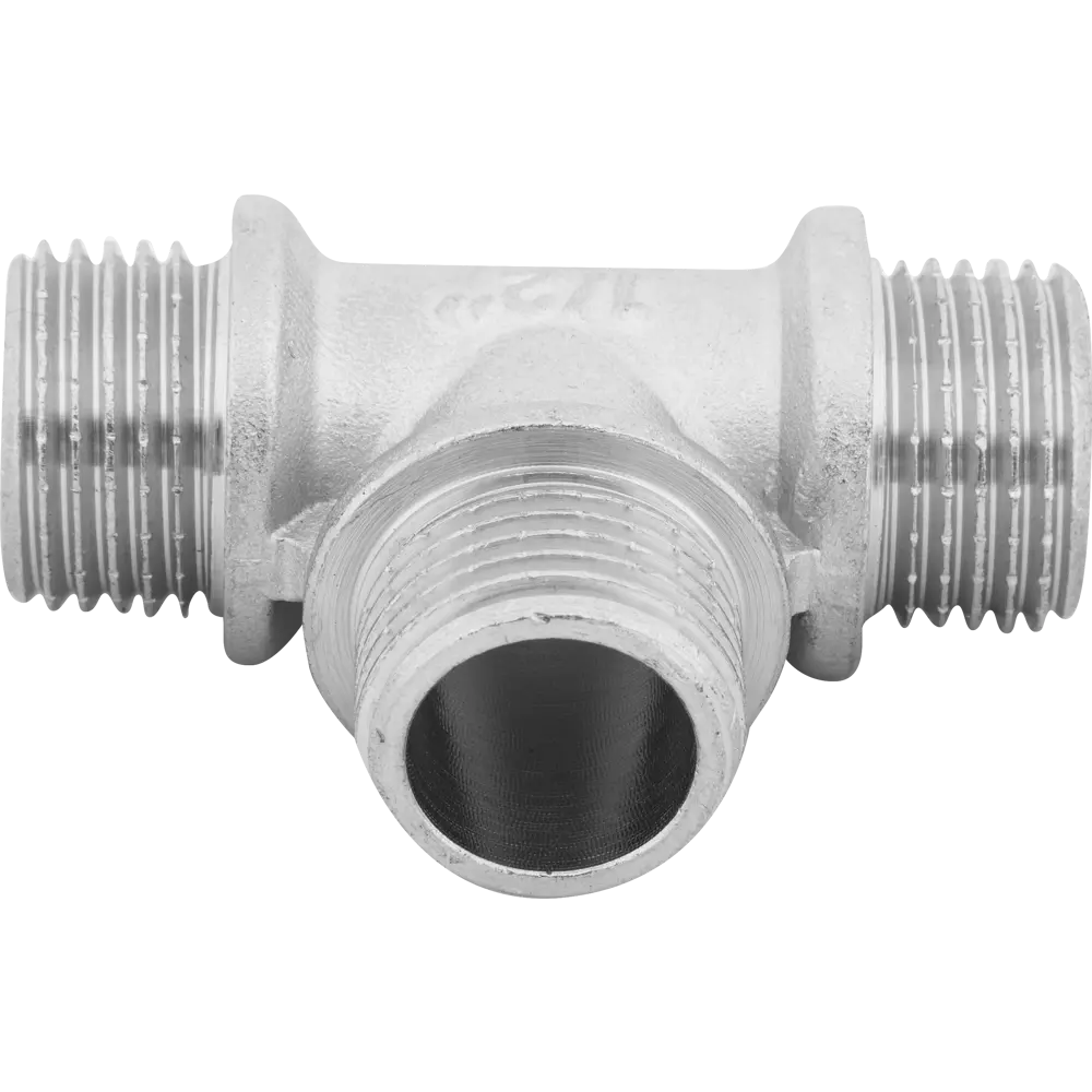 Тройник, наружная резьба, 1/2" мм, никелированная латунь Valtec STLM-2052590 - Вид №2