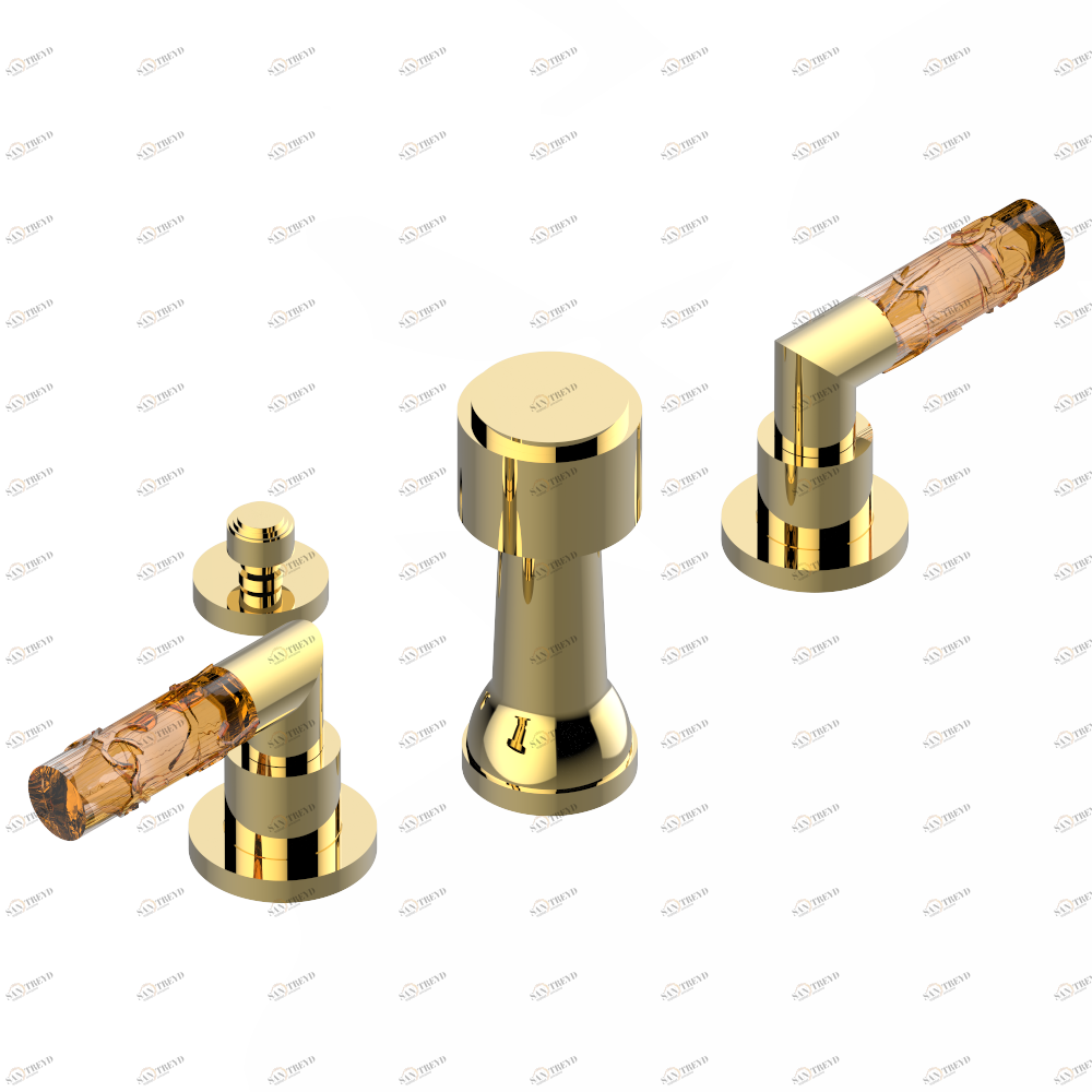 A34-207KA Смеситель для биде KOHLER с вакуумным прерывателем Thg-paris Bambou с хрусталём янтарного цвета Покрытие PVD золотистый цвет A34 207KA CAT.F