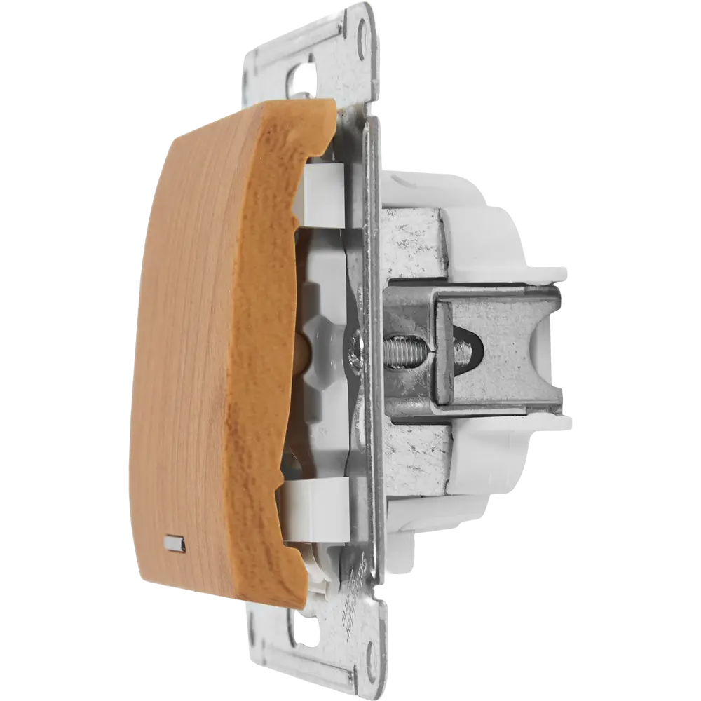 Выключатель проходной встраиваемый Systeme Electric Glossa 1 клавиша с подсветкой цвет дуб STLM-2185652 - Вид №4