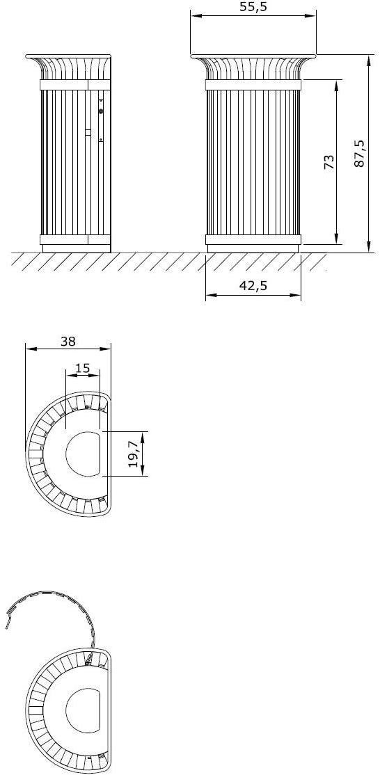 Euroform W Контейнер для мусора из металла Tulip 230-45 (60, 90) - Вид №10