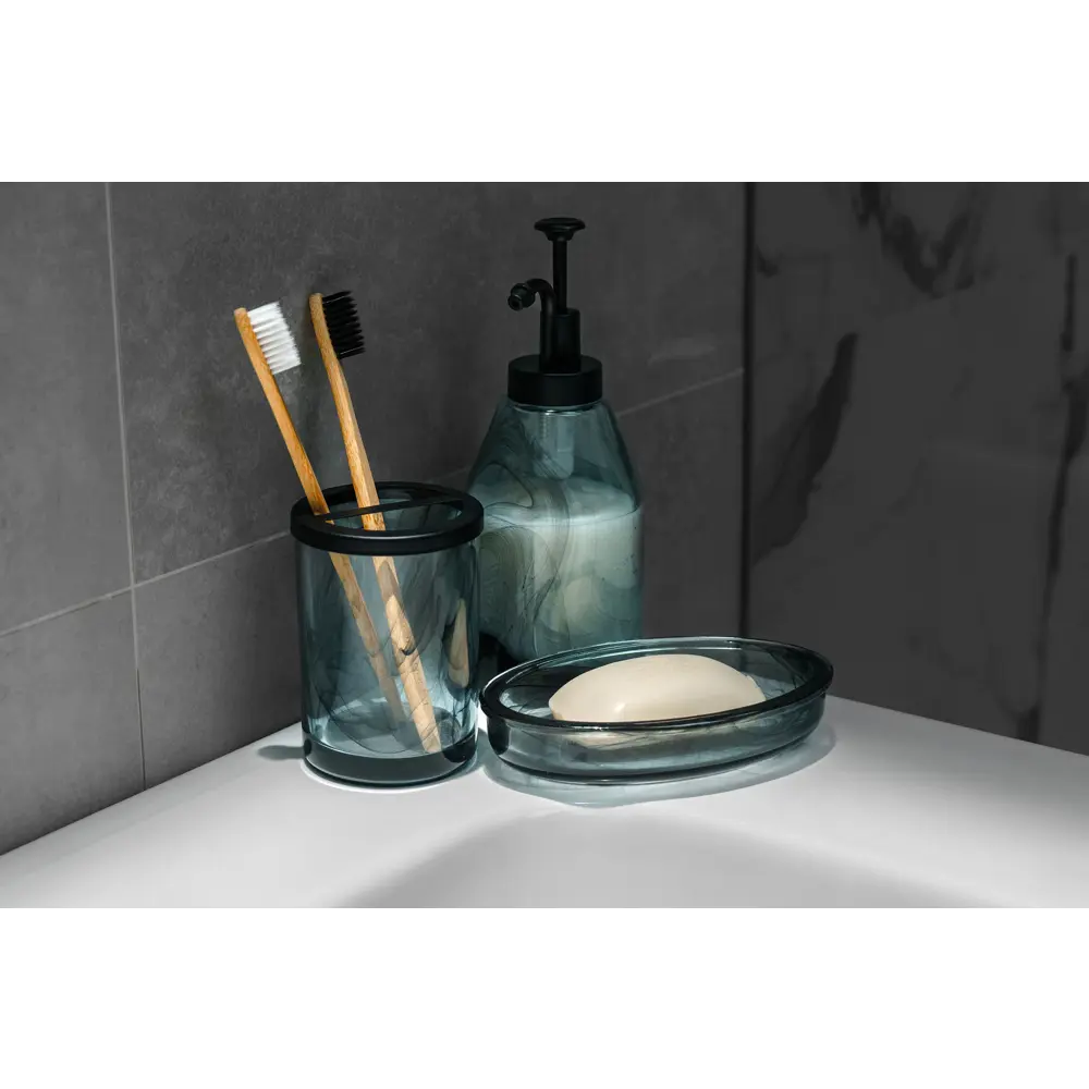 Мыльница Raindrops Shade стекло цвет черный STLM-2022621 - Вид №1