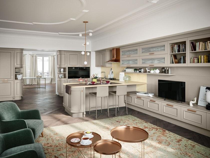 Febal Casa Кухня из лакированной древесины с ручками с полуостровом sun-id-1447476 - Вид №4