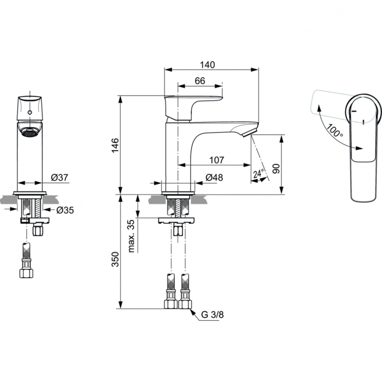 A7011AA Смеситель для раковины Ideal Standard CONNECT AIR - Вид №3