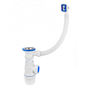 30986150 Сифон "Элит" () с нерж.чашкой д.70мм и переливом (1 1/2"-д.40) Raiber