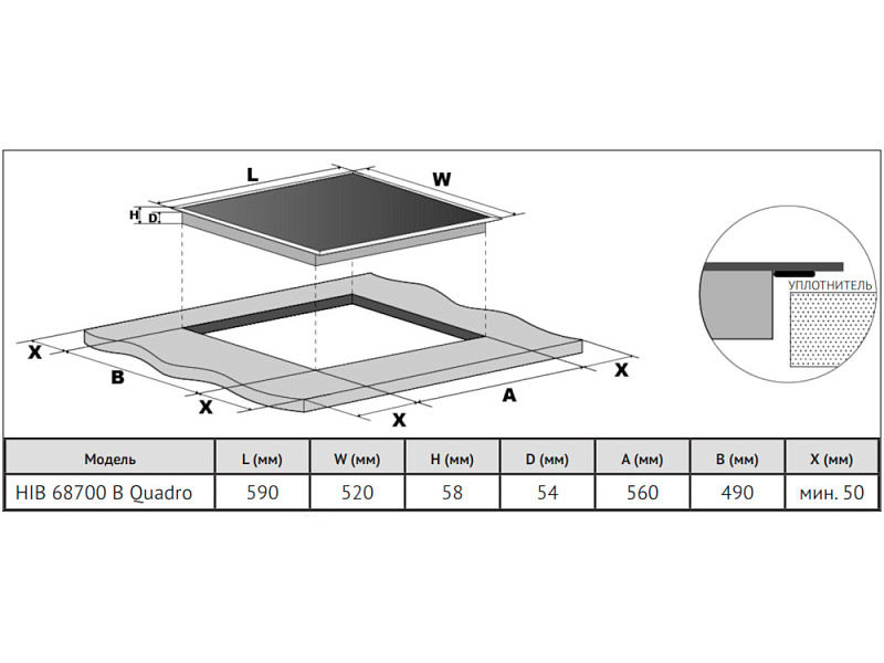 5348879 Индукционная варочная поверхность Korting HIB 68700 B Quadro STDN-0008126 - Вид №7