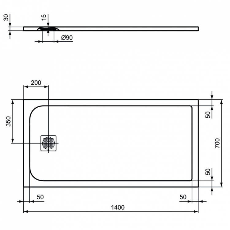 K8234FR Душевой поддон 140х70 см Ideal Standard ULTRAFLAT S  - Вид №2