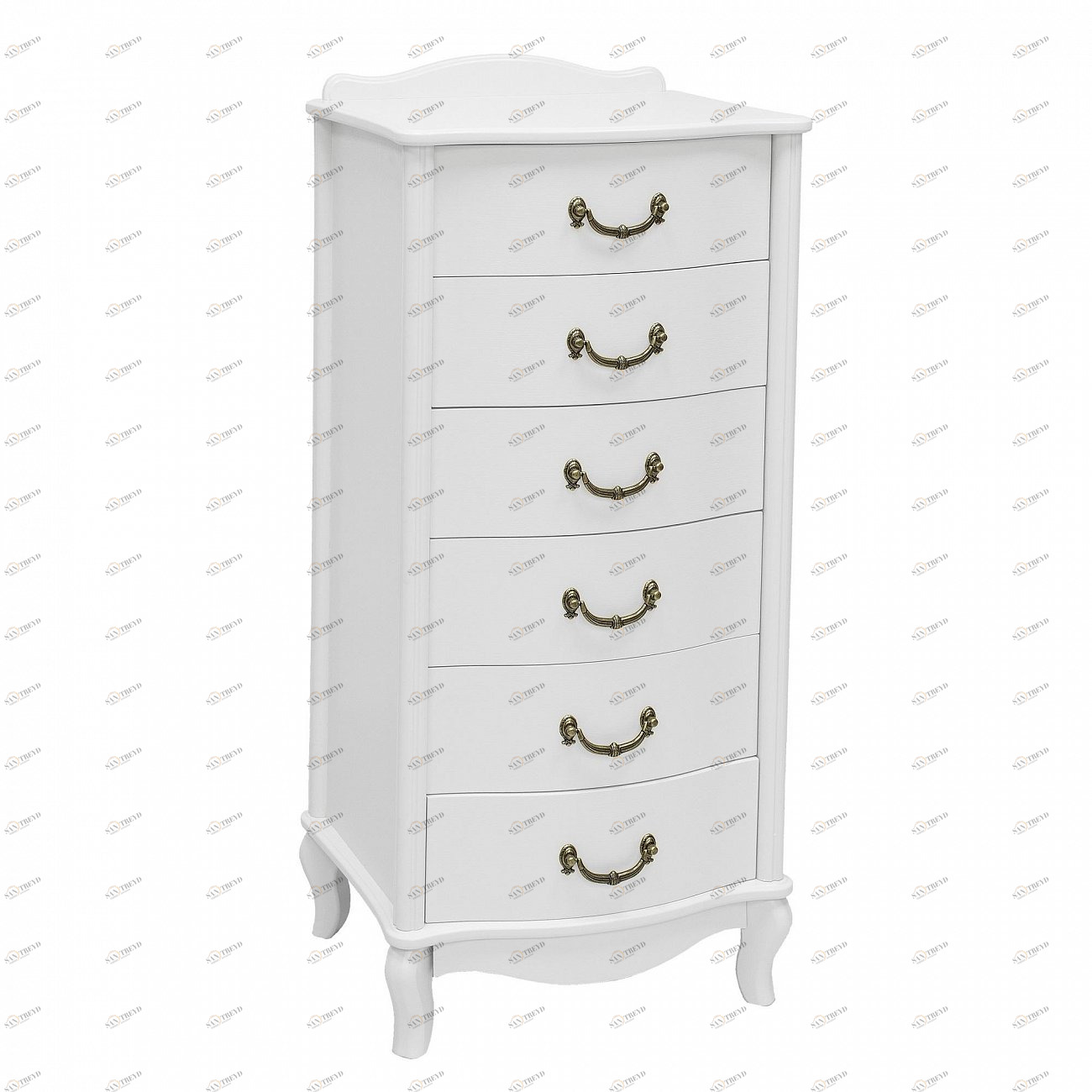 Комод белый высокий с 6 ящиками "Джульетта" IMPEX  00-3885588 Белый 