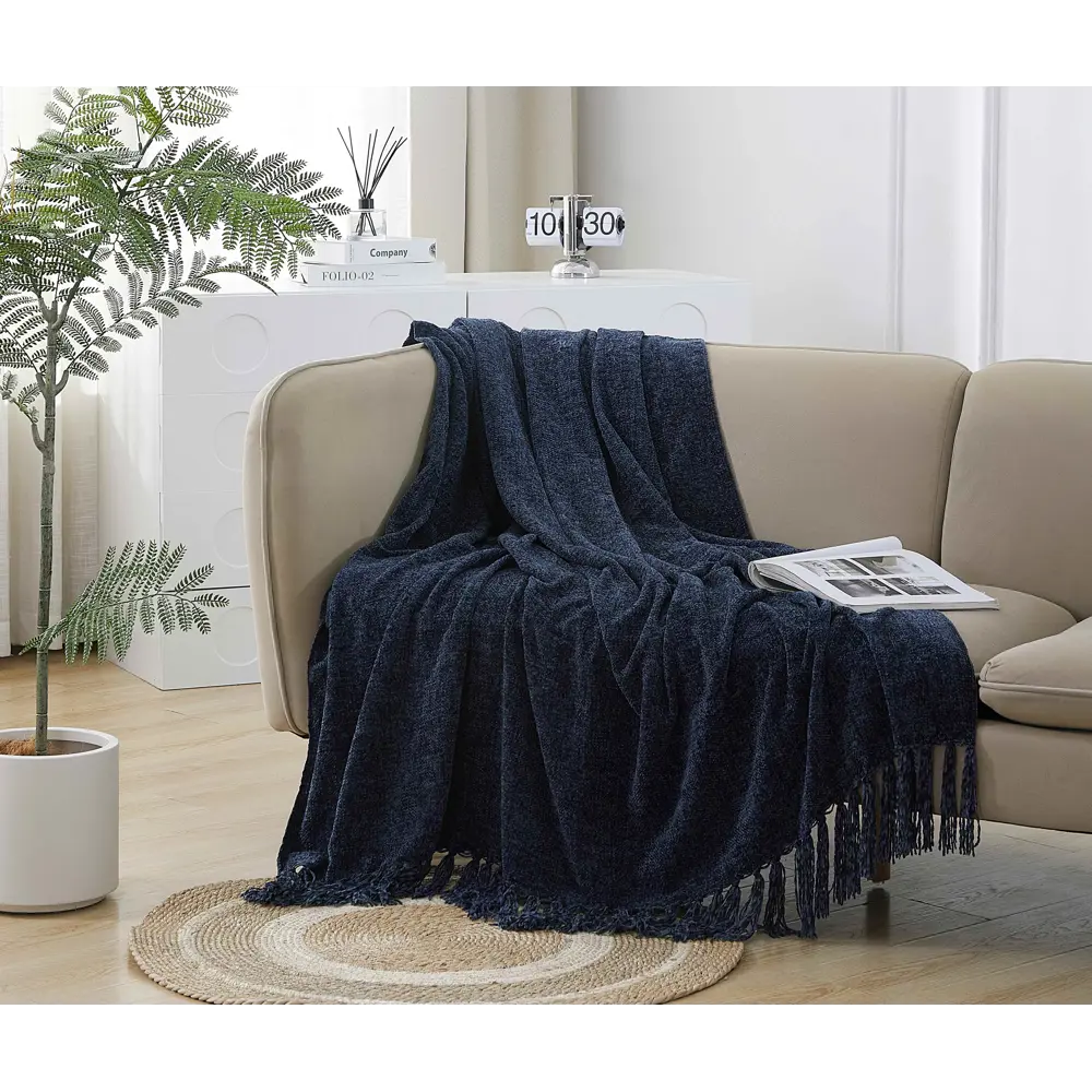 Плед Шенилл 150x200 см полиэстер цвет синий Santreyd STLM-2055280 - Вид №3