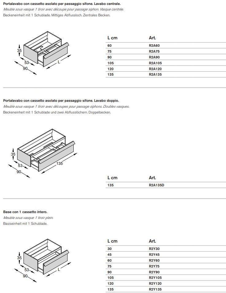 ARTELINEA Настенная тумба под умывальник с ящиками  Al 577  - Вид №3