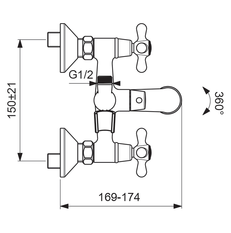 BA355AA Смеситель для ванны/душа VIDIMA RETRO - Вид №2