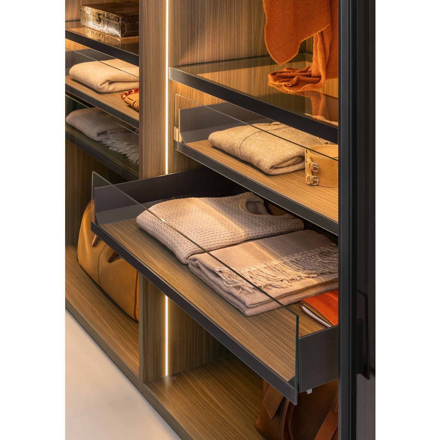 Деревянный и стеклянный настенный шкаф с книжными дверцами Zalf Alterna ARCH-00093668 - Вид №1