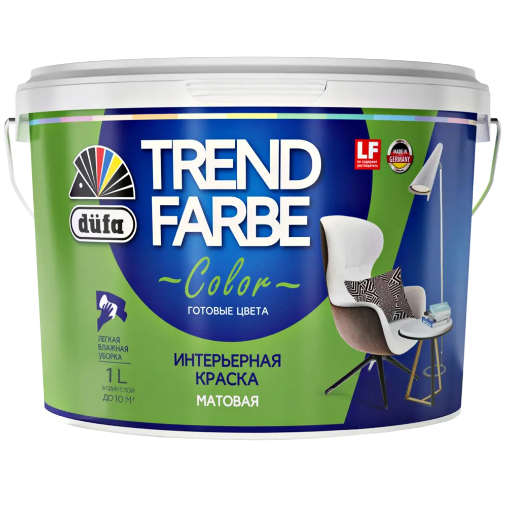 Краска для стен и потолков Trend Farbe цвет Зеленое яблоко 1 л Dufa STLM-2156970 - Вид №1