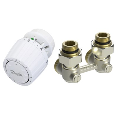 Danfoss Комплект RLV-KB/RTR 7090 для радиаторов с нижним подключением RLV-KB 15 + RTR 7090, 1/2 Угловой 013G7224 