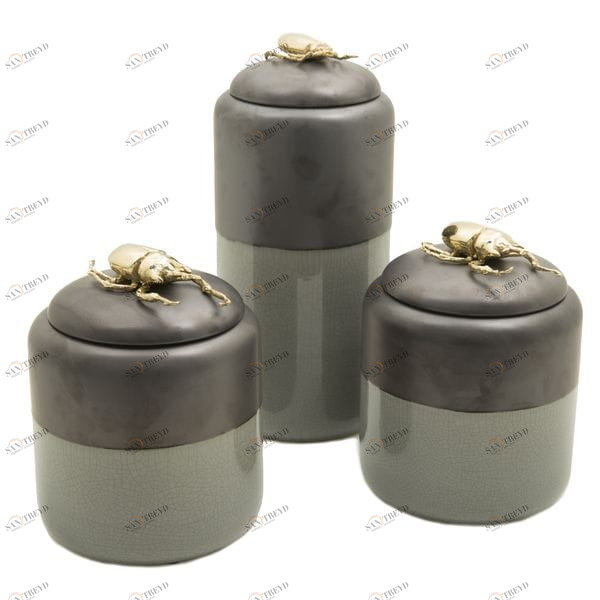 Ваза керамическая серая 34 см "Скарабей" UNICO ДИЗАЙНЕРСКИЕ 255449 Серый;черный 