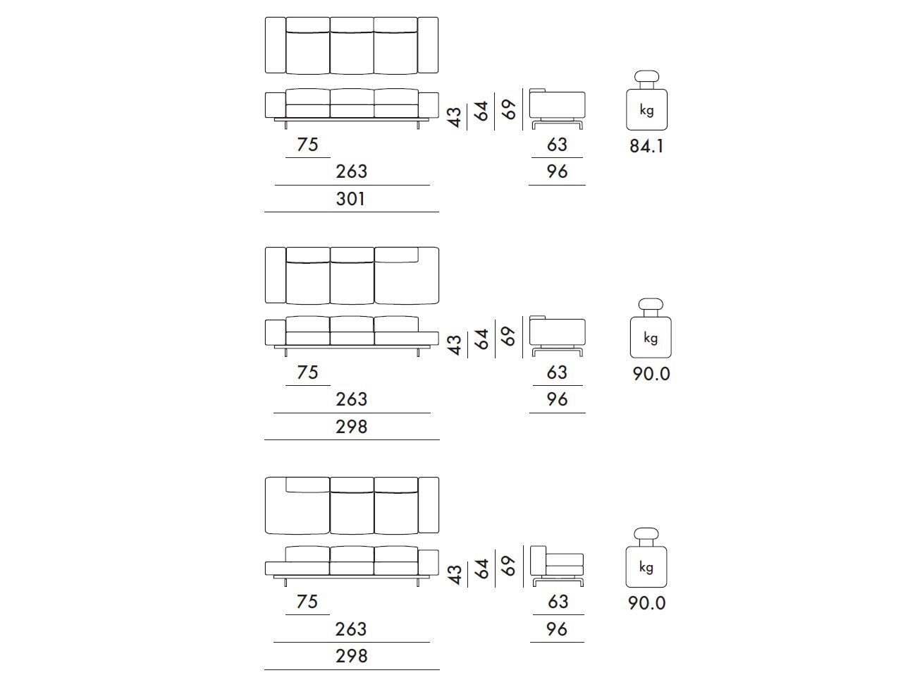3-местный тканевый диван Kartell LARGO ARCH-00016303 - Вид №8