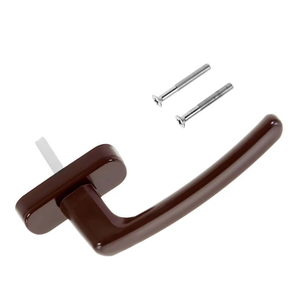 Ручка оконная для ПВХ окон 125 мм пластик/сталь цвет коричневый ЛЕВША STLM-2027187 - Вид №1