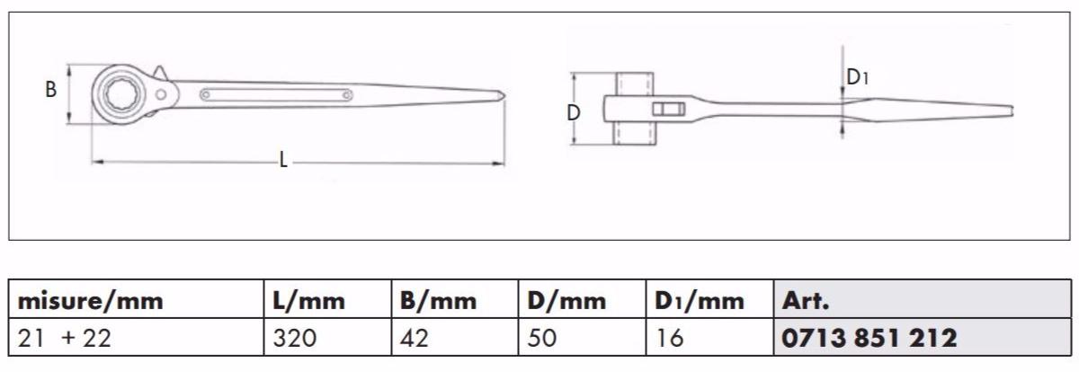 Würth Сцепление, крепление и аксессуары для строительных лесов Chiavi a cricchetto 0713851212 - Вид №3